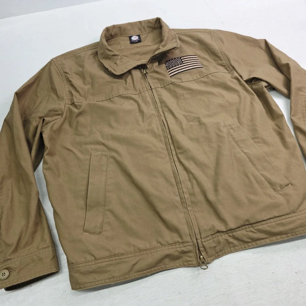 Rothco Lightweight Concealed Carry Jacket Multi Pocket Coyote‎ Tan USA Flag Sz M